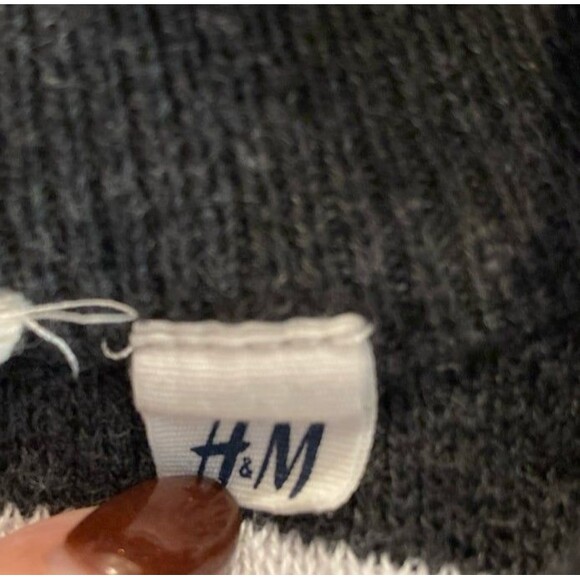 L.O.G.G. H&M LADIES STRIPE SWEATER DRESS LONG SLEEVE SIZE MEDIUM FINE KNIT Gray - Picture 9 of 11